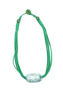 Damen Kette mit Anhänger "Geli", grün, Basic, Collezione Alessandro, Baumwolle, Halsketten, mit echten Muscheln