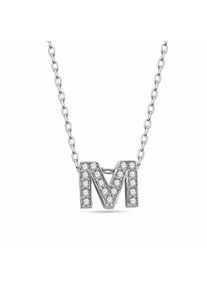 dKeniz Damen Kette mit Anhänger "Buchstabe M 925/- Sterling Silber", 40cm + 3cm, Silber 925 (Sterlingsilber), L: 43cm B: 6.5mm, weiß, Silber 925