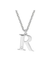 Diamonds by Ellen K. Damen Kette mit Anhänger "Silber 925 mit 1x Diamant 0,008ct. Buchstabe R", 45 + 3cm, 0,008 ct, Silber 925 (Sterlingsilber), L: 48cm B: 12.0mm, weiß,