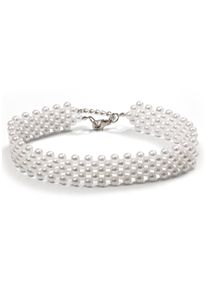 Firetti Damen Perlenkette "Choker im eleganten Look, breites Design", Metall-Perlen, L: 42cm, weiß, Metall, Perlen, Halsketten, mit Acrylperle