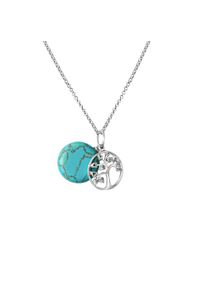 Vivance Damen Kette mit Anhänger "925/- Sterling Silber rhodiniert mit 1 Türkis", 45 + 5cm, Silber 925 (Sterlingsilber), L: 50cm B: 16.0mm, weiß,