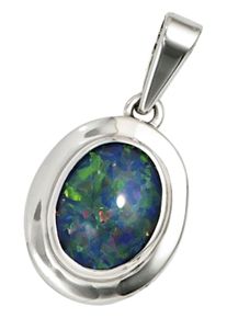 Jobo Damen Ketten-Anhänger "Anhänger oval", Weißgold 585, weiß, Weißgold 585, Schmuckanhänger, 585 Weißgold mit Opal-Triplette
