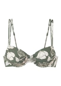 s.Oliver Damen Bügel-Bikini-Top "Lady", grün, Gr. 36, geblümt, Microfaser, Recycling-Polyamid, Bikini-Oberteile, mit floralem Design