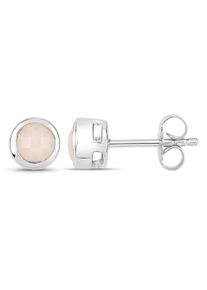 VIRA JEWELS Damen Paar Ohrstecker "925-Sterling Silber rhodiniert glänzend Opal weiß rund", ONE-SIZE, 0,54 ct, Silber 925 (Sterlingsilber), weiß,