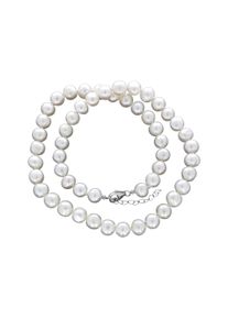 Vivance Damen Collierkettchen "925 Silber rhodiniert mit Süßwasserzuchtperlen", 48cm, 45+3cm, Silber 925 (Sterlingsilber)-Perlen, L: 48cm B: 8.0mm,