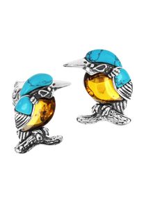 OSTSEE-SCHMUCK Damen Paar Ohrstecker "OSTSEE-SCHMUCK Ohrstecker Vogel Ohrstecker Vogel", 16 x 15mm, Silber 925 (Sterlingsilber), weiß, Silber 925