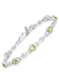 VIRA JEWELS Damen Armband "925-Sterling Silber rhodiniert Glänzend Peridot grün", 19cm, Silber 925 (Sterlingsilber), weiß, Silber 925