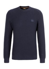 BOSS Orange Herren Strickpullover "Anion", blau, casual, Gr. XXL, unifarben, bestickt, Strick, Obermaterial: 95% Baumwolle, 5% Kaschmir, Pullover,