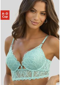 Lascana Damen Push-up-BH "Alicia", Gr. 70, grün, Microtouch, Obermaterial: 90% Polyamid, 10% Elasthan, feminin, BHs, in Bustier Form, sexy Dessous
