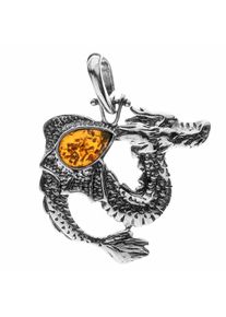 OSTSEE-SCHMUCK Damen Ketten-Anhänger "OSTSEE-SCHMUCK Anhänger Drache Anhänger Drache", 36 x 29mm, Silber 925 (Sterlingsilber), 4.3 g, weiß, Silber