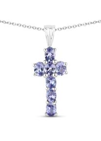 VIRA JEWELS Damen Kette mit Anhänger "925-Sterling Silber rhodiniert Glänzend Tansanit violett", 45cm, 1,19 ct, Silber 925 (Sterlingsilber), L: 45cm
