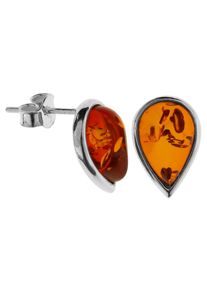OSTSEE-SCHMUCK Damen Paar Ohrstecker "OSTSEE-SCHMUCK Ohrstecker Classic 12x8 mm", 15 x 10mm, Silber 925 (Sterlingsilber), weiß, Silber 925