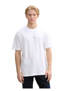 Herren T-Shirt, weiß, casual, Gr. XXL, Tom Tailor Denim, unifarben, Jersey, Obermaterial: 100% Baumwolle, Shirts, mit Marken-Frontprint