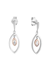 ZEEme Damen Paar Ohrstecker "925 Sterling Silber rhodiniert zweifarbig Zirkonia", ONE-SIZE, Silber 925 (Sterlingsilber), weiß, Silber 925