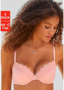 Petite Fleur Damen Push-up-BH, Gr. 70, grün, Spitze, Jersey, Obermaterial: 79% Polyester, 12% Baumwolle, 6% Polyamid, 3% Elasthan, casual, BHs, mit