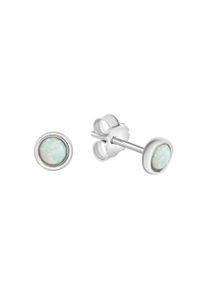 Vivance Damen Paar Ohrstecker "925/- Sterling Silber rhodiniert synth. Opal", ONE-SIZE, Silber 925 (Sterlingsilber), weiß, Silber 925