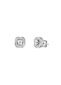 JULIE JULSEN Damen Paar Ohrstecker "925 Silber rhodiniert Blüte Zirkonia", ONE-SIZE, Silber 925 (Sterlingsilber), weiß, Silber 925 (Sterlingsilber),