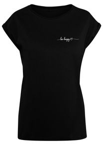 Merchcode Herren T-Shirt "Merchcode Damen Ladies Be Happy T-Shirt", schwarz, casual, Gr. XS, bedruckt, 100% Baumwolle, Shirts