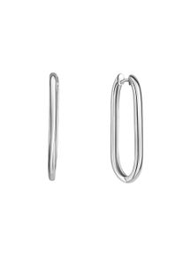 ZEEme Damen Paar Creolen "Silber 925 rhodiniert oval 31mm lang", ONE-SIZE, Silber 925 (Sterlingsilber), weiß, Silber 925 (Sterlingsilber), Ohrringe