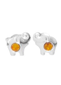 OSTSEE-SCHMUCK Damen Paar Ohrstecker "OSTSEE-SCHMUCK Ohrstecker Elefant Ohrstecker Elefant", 9 x 7mm, Silber 925 (Sterlingsilber), weiß, Silber 925
