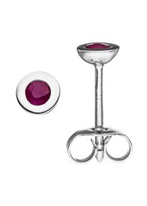 Jobo Damen Paar Ohrstecker "rund", Weißgold 375, weiß, Weißgold 375, Ohrringe, 375 Weißgold mit Rubin