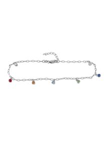 ZEEme Damen Armband "Silber 925 rhodiniert mit bunten Kristallen 16+3cm lang", 16 + 3cm, Silber 925 (Sterlingsilber), weiß, Silber 925