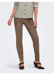 Only Damen Jeggings "ONLANGALINE HW FAUX SUEDE LEGGING CC PNT", beige, modisch, Gr. XS, unifarben, Obermaterial: 100% Polyester, Hosen, in Wildleder
