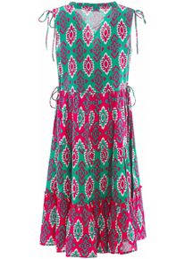 Zwillingsherz Damen Druckkleid, grün, casual, Gr. LXL, gemustert, mehrfarbig, Obermaterial: 100% Viskose, Kleider, mit Bindebändern