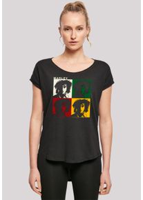 F4NT4STIC Damen T-Shirt "Bob Marley Colour Blocks Two Sleeves Reggae Music", schwarz, casual, Gr. S, Obermaterial: 100% Baumwolle, Shirts, Premium