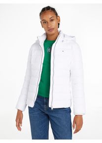 Tommy Jeans Damen Steppjacke "TJW BASIC HOODED JACKET", weiß, casual, Gr. XS, unifarben, Web, Obermaterial: 100% Polyester, Jacken, mit Kapuze
