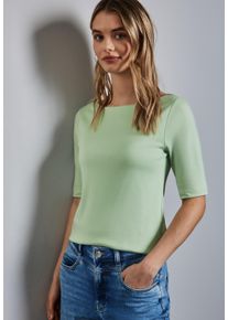 Street One Damen T-Shirt "Style Lanea", grün, casual, Gr. 42, Jersey, Obermaterial: 50% Baumwolle, 50% Modal, Shirts, mit U-Boot Ausschnitt