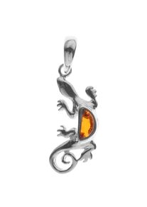 OSTSEE-SCHMUCK Damen Ketten-Anhänger "OSTSEE-SCHMUCK Anhänger Echse Anhänger Echse", 32 x 10mm, Silber 925 (Sterlingsilber), 1.7 g, weiß, Silber 925