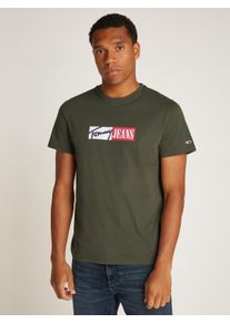 Tommy Jeans Herren T-Shirt "TJM SLIM ENTRY GRAPHIC TEE EXT", grün, casual, Gr. XXXL, bedruckt, Single Jersey, Obermaterial: 100% Baumwolle, Shirts,