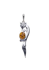 OSTSEE-SCHMUCK Damen Ketten-Anhänger "OSTSEE-SCHMUCK Anhänger Fuchs Anhänger Fuchs", 60 x 15mm, Silber 925 (Sterlingsilber), 4.0 g, weiß, Silber 925