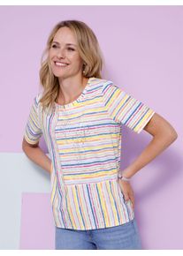 Classic Basics Damen Kurzarmshirt "Kurzarm-Shirt", gelb, Gr. 48, gemustert, gestreift, bedruckt, mehrfarbig, 100% Baumwolle, Shirts