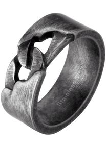 Firetti Damen Fingerring "Schmuck Geschenk Edelstahl Ring Damen Herren Panzerkette Vintage", 64, Edelstahl, 9,1mm, schwarz, Edelstahl, Fingerringe