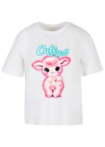 MISS TEE Herren T-Shirt "Miss Tee Cute As Hell Tee", weiß, casual, Gr. XS, bedruckt, 100% Baumwolle, Shirts