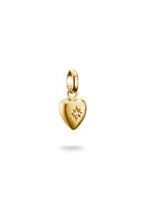 Thomas Sabo Damen Charm Herz "Charm Herz mit Stern - Connect, CC1234-011-10, CC1234-414-14", gold, Silber 925, recycelt, Charms, mit Rubin (synth.),