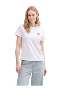 Tom Tailor Damen T-Shirt, weiß, casual, Gr. L, bedruckt, Single Jersey, Obermaterial: 100% Baumwolle, Shirts, mit Frontprint