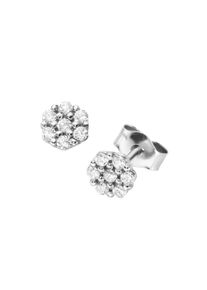 Luigi Merano Damen Paar Ohrstecker "Blüte mit Zirkonia, Gold 375", Weißgold 375, weiß, Weißgold 375, Ohrringe