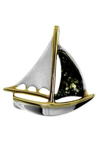 OSTSEE-SCHMUCK Damen Ketten-Anhänger "OSTSEE-SCHMUCK Anhänger Schiff Anhänger Schiff", 25 x 25mm, Silber 925 (Sterlingsilber), 3.4 g, weiß, Silber