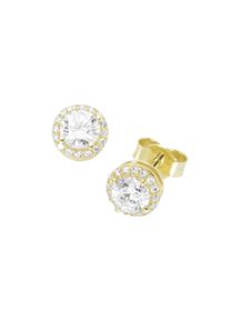 Luigi Merano Damen Paar Ohrstecker "in runder Form mit Zirkonia, Gold 375", Gelbgold 375, weiß, Gelbgold 375, Ohrringe