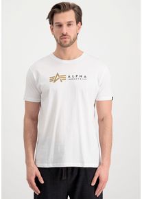 Herren Kurzarmshirt "Alpha Label T", weiß, modisch, Gr. M, Alpha Industries, bedruckt, Single Jersey, Obermaterial: 100% Baumwolle, Shirts