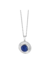ZEEme Damen Kette mit Anhänger "Silber 925 rhodiniert 42+3cm glanz/matt mit echtem Lapis 10mm", 42 + 3cm, 3,3 ct, Silber 925 (Sterlingsilber), L: