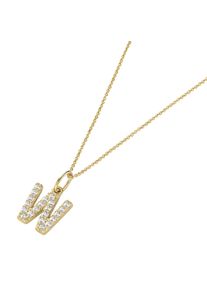 Luigi Merano Damen Kette mit Anhänger "Anhänger Buchstabe W mit Zirkonia, Gold 375", 45cm, Gelbgold 375, weiß, Gelbgold 375, Halsketten