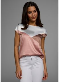 Laura Scott Damen Shirtbluseecru, rosa, taupe, feminin, Gr. 46, mehrfarbig, glänzend, colorblocking, Jersey, Web, Obermaterial: 100% Polyester.