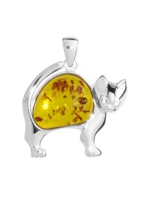OSTSEE-SCHMUCK Damen Ketten-Anhänger "OSTSEE-SCHMUCK Anhänger Katze Anhänger Katze", 36 x 31mm, Silber 925 (Sterlingsilber), 5.8 g, weiß, Silber 925