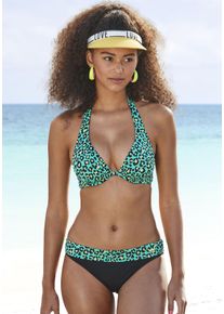 Bruno Banani Damen Bügel-Bikini, grün, Gr. 36, bedruckt, Animalprint, Microfaser, Polyamid, Bikini-Sets, mit türkisfarbenem Tierdruck