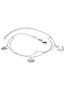 JULIE JULSEN Damen Fußkette "Edelstahl rhodiniert", 22 + 5cm, Edelstahl, weiß, Edelstahl, Fußkettchen