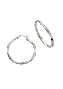 Vivance Damen Paar Creolen "925 Silber rhodiniert 3,0cm", ONE-SIZE, Silber 925 (Sterlingsilber), weiß, Silber 925 (Sterlingsilber), Ohrringe